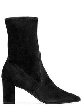 Stuart Weitzman Landry 75 Suede Ankle Bootie Black US Size 5.5